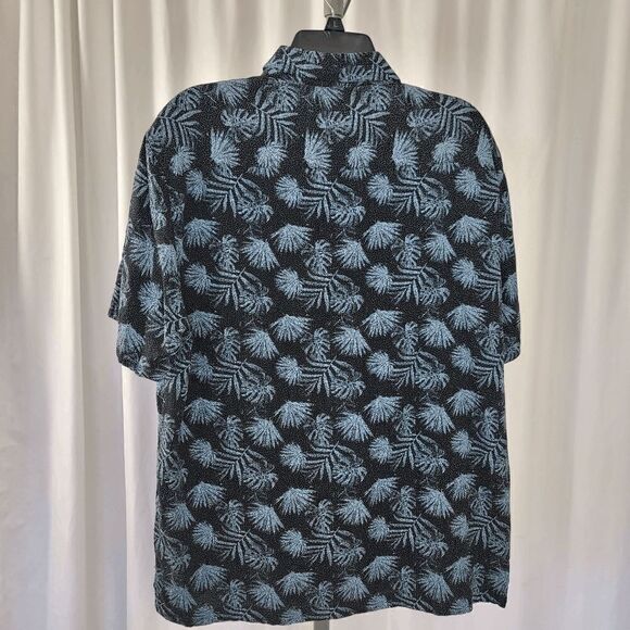 Nat Nast button down silk blend blue leaves print shirt men's size L - Picture 2 of 5